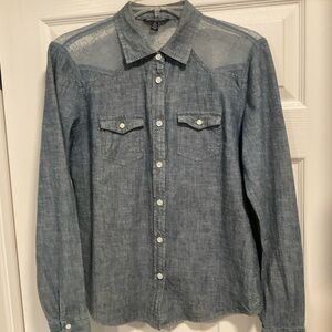 American Eagle Lace Yoke Chambray Western Shirt